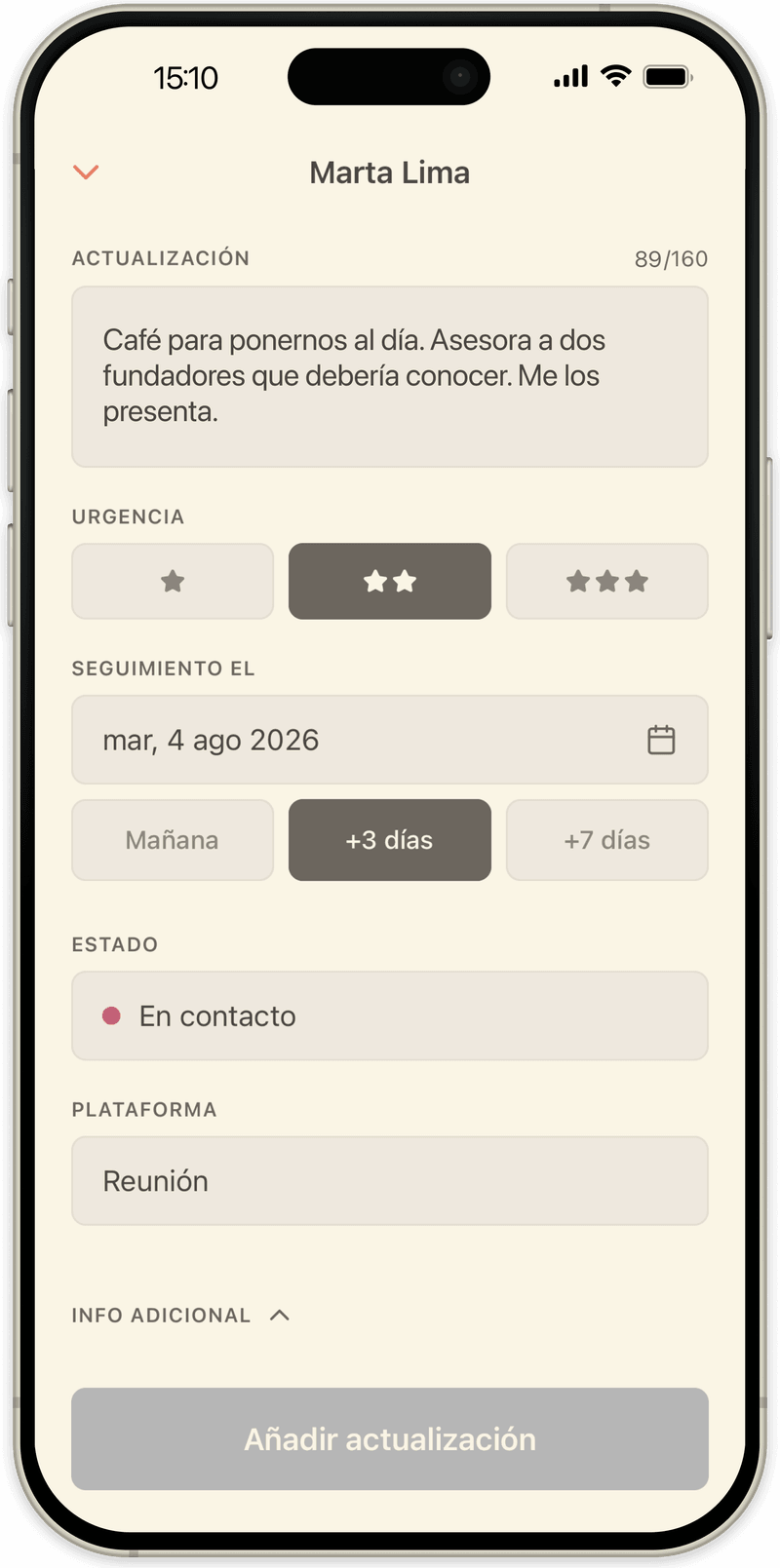 Escribiendo una actualización en OpenLoop: una nota breve, la urgencia y el día para volver